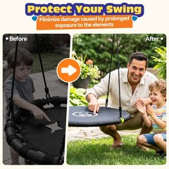 Weatherproof 40″ Outdoor Round Tree Saucer Swing Cover Protector, Black