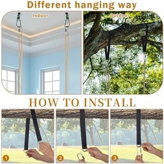 2 Pcs Wood Swing Seat Carbonized Hanging Wood Tree Swing with Adjustable Rope An