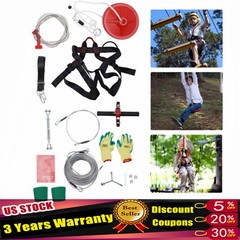 Zip Line Kit Choose Length 48M 160FT heavy duty 5mm Adults Zip Wire up to 330lbs
