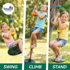 Tree Swing for Kids 330LB Capacity, Climbing Rope with Platforms and Disc Swing