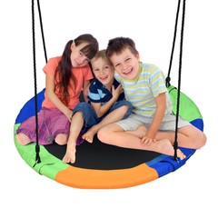 40″ Flying Saucer Tree Swing Outdoor Play Set w/ Adjustable Ropes Gift for Kids
