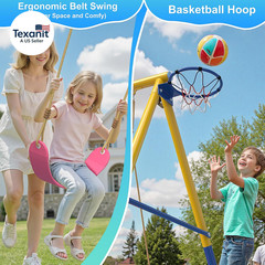 440Lbs Capacity Swing Sets for Backyard, 40 Inch Saucer Swing, A-Frame Metal, Be