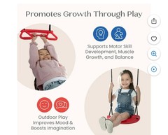 Outdoor Swing Set Powder-Coated Steel Frame, Molded Seats, Weather-Proof Rope