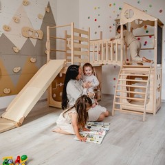 Large Playground Climber Kids Indoor Wooden Playhouse Montessori Climbing Set