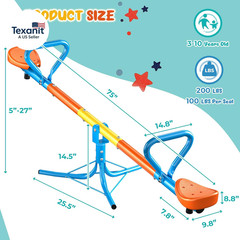 Seesaw -Teeter Totter for Kids Ages 3-8 -Toddler Seesaw with 360° Swivel-Sit and