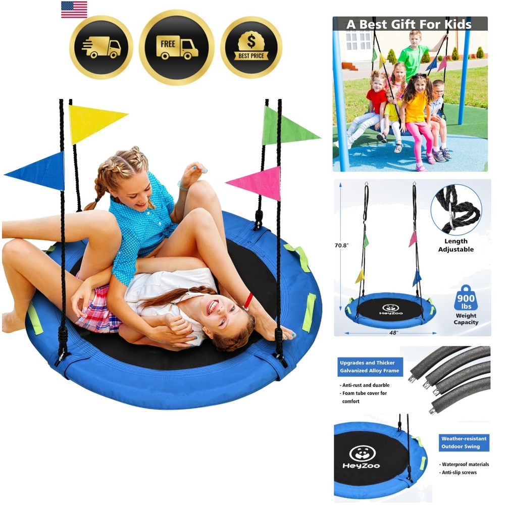 48 inch Tree Swing, Larger Saucer Flying Swing for Whole Family, 900lbs Weigh…