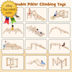 12 in 1 Climbing Toys for Toddlers Upgrade Wooden Montessori Foldable Triangle