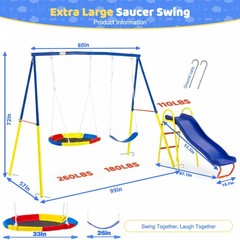 Garden Swing Set with Kids Slide Child Swing Play Toys for Backyard Playground