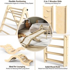 Pikler Triangle Set 7in1 Climbing Toys Indoor Foldable Baby Climbing Toys Woo…