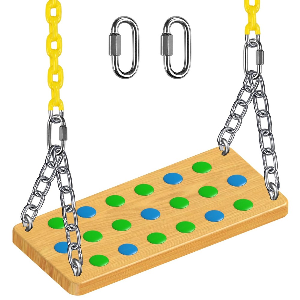 Wooden Swing Seat for & Adults, Non‑Slip Flat Tree Swing Seat with Chain, Pla…