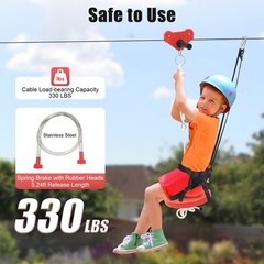 160 Ft Zip Line Kit For Child up to 330Lb with galvanized iron Ziplin