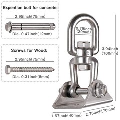 Heavy Duty 360° Swivel Swing Hanger, Stainless Steel Hammock Hook for Ceiling…