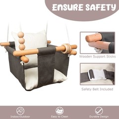 Baby Swing Outdoor Indoor Toddler Swing Seat with Safety Belt Canvas Hanging …