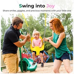 1-Pack Toddler Swing High Back Full Bucket Seat Baby Outdoor Swing Yellow 330lb