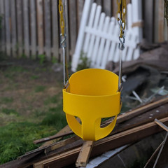 Toddler Swing, Full Bucket Baby Swing Seat & Iron Chains (Yellow) | Baby Swing O