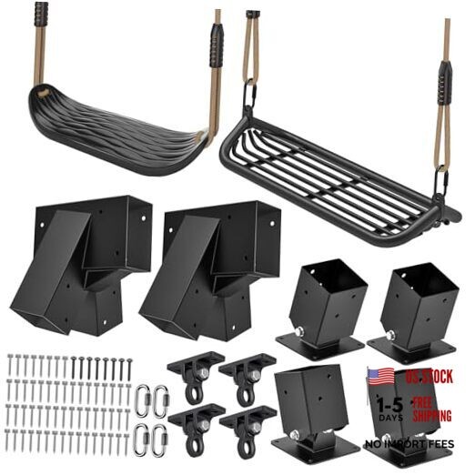 B: 4 Black Base Bracket +2 Black Frame Bracket + 4 Swing Hanger +2 Swing Seat