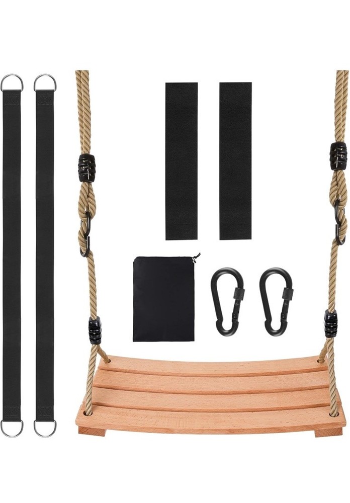 YAERSI classic wooden tree swing seat made from durable, polished beech wood