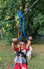 Zip line trolley with brake – Backyard Zipliner (Race Car style)