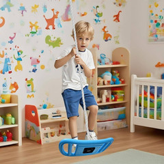 3-In-1 Multi-Functional Swing Set with Disc Seat, Climbing Rope, Pull-Up Bar and