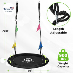 Tree Swing, 60 Inch Larger Saucer Swing for Whole Family, 900Lbs Weight Capacity
