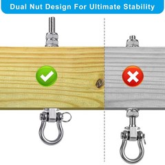 Swing Hangers 1500 LB Capacity – 6 Pack Stainless Steel 304 Hooks for Wood