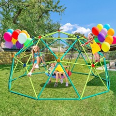 10FT Climbing Dome with Swing Kids Jungle Gym Monkey Bar Climbing Outdoor Toys
