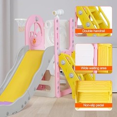 6 in 1 Toddler Playset Toddler Slide and Climber Playset, L-Shaped Kids Slide…