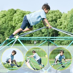 13ft Kids Climbing Dome, Metal Geometric Climber w/ Hammock, UV & Rust Resistant