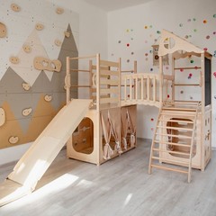 Large Playground Climber Kids Indoor Wooden Playhouse Montessori Climbing Set