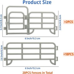20PCS Corral Fencing Playset with Gates for Barn Farm Animal Toys