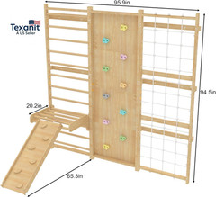 Walnut Modular 9-In-1 Swedish Ladder Wall Gym & Climber – Montessori Indoor Play