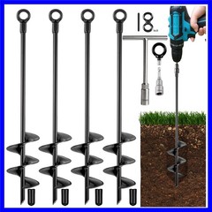 Ground Anchors Heavy Duty, Swing Set Anchor Kit 18 Inch 4 Pack Screw in Earth…
