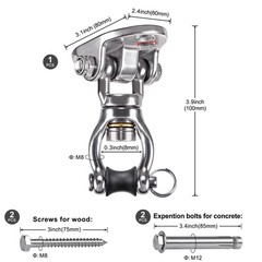 Heavy Duty Swing Hanger with Bearing Swivel 1200 LB Capacity Stainless Steel