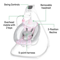 Ingenuity SimpleComfort Lightweight Compact 6-Speed Multi-Direction Baby Swi…