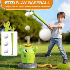 4-in-1 Cactus Outdoor Play Set for Kids Ages 3-8: Rocket Launcher, Baseball &…