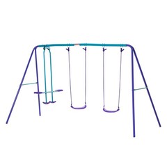 2-in-1 Kids Metal Swing Set for Backyard