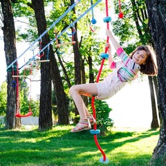 Double Ninja Slackline Obstacle Course for | 110 Foot Line | Monkey Bars Play…