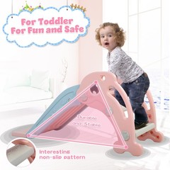 NYEEKOY 3 in 1 Toddler Slide, Indoor Slide 45.28″L x 20.47″W x 19.49″H, Pink