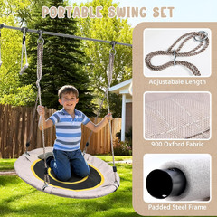60 FT Ninja Warrior Obstacle Course Swing Set for Kids with Weather-Proof Access