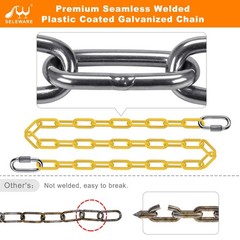 SELEWARE 2 Pack 100 Inch Hanging Swing Chain with 4 Carabiners, 1000LB Capaci…