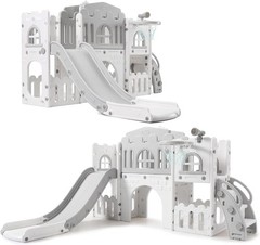 Toddler Playground Set 8-in-1 Slide Climber Playset with Tunnel Basketball