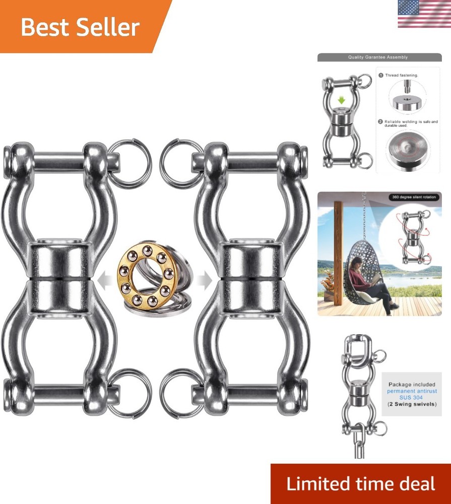 Silent Bearing Heavy-Duty Swing Swivel, 360° Rotation, 1200LB Capacity – 2 Pack