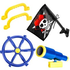 5 Pcs Playground Equipment Plastic Pirate Steering Wheel Pirate Telescope Blue