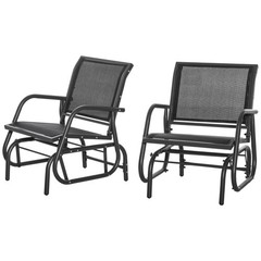 Patio Glider Swing Set: 2-Piece, Steel, Breathable Mesh, 29.5″ W, 264lb