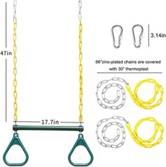 18” Trapeze Swing Bar Rings 48” Heavy Duty Plastic Coated Chains Swing Set …