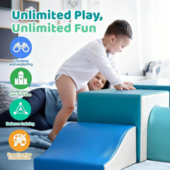 Foam Climbing Blocks for Toddlers: with a Tunnel – 4 PCS Foam Blocks – Kids Indo