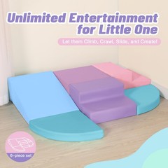 6-Piece Foam Climbing Blocks for Toddlers: Colorful Climbing Gym PU Leather B…