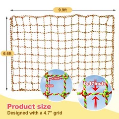 Heavy Duty Climbing Net 6.6ft x 9.9ft – Kids Outdoor Playground Cargo Net, Rope