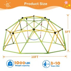 10FT Kids Outdoor Climbing Dome Jungle Gym Backyard Playground Frame w/ Swing