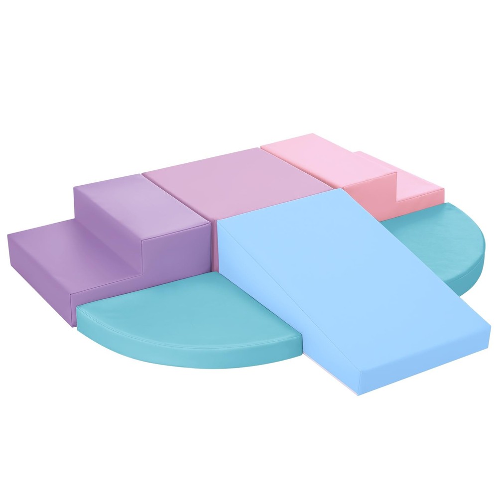 6-Piece Foam Climbing Blocks for Toddlers: Colorful Climbing Gym PU Leather B…